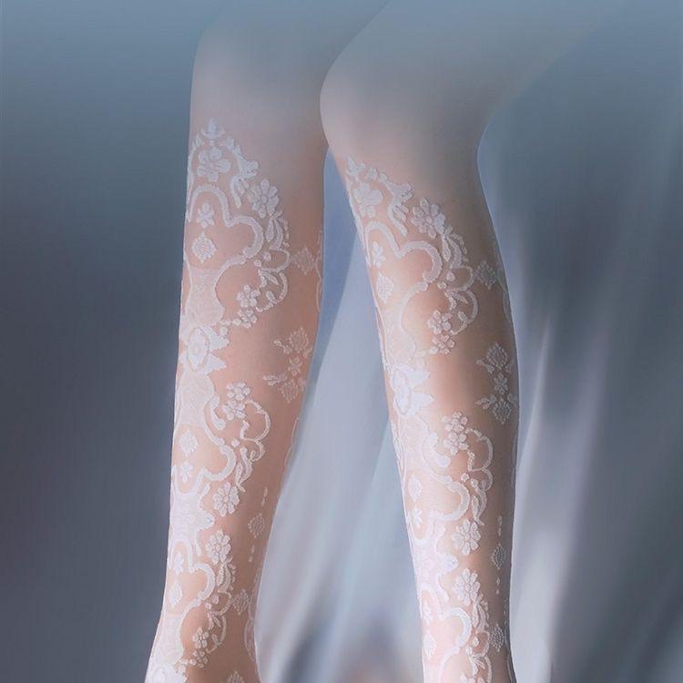 Mu Ruan Elegant White Floral Silk Lace Wedding Dress with Sexy Jacquard Pattern