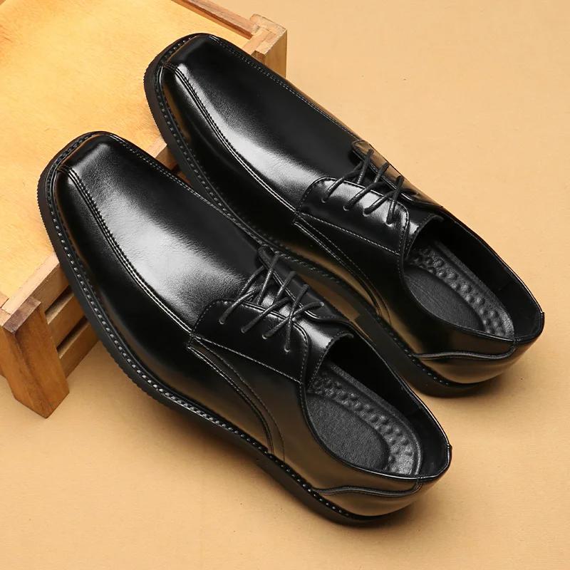 New Arrive Men'S Classic Retro Derby Shoes Mens Lace-Up Business Dress Office Leather Shoes Men Fashion Wedding Party Flats 2583