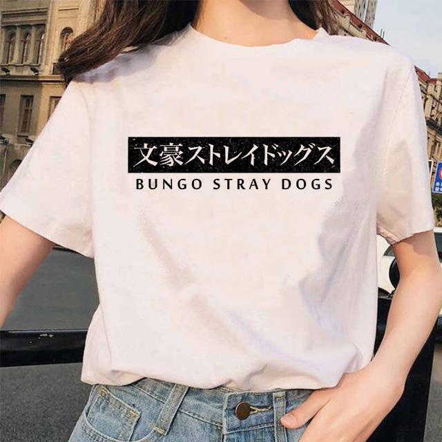 Bungou Stray Dogs Anime Lustiges Print Harajuku Top Frauen T-Shirt Lässiges Damen Basic O-Kragen Kurzarm T-Shirt Mädchen, Drop Ship