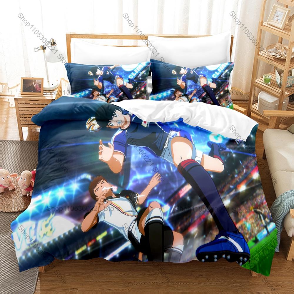 Personalità Captain Tsubasa Calcio Manga Set Biancheria da Letto Nuovo Microfibra Spazzolata Copripiumino Federa Singolo Matrimoniale Queen King Size Casa
