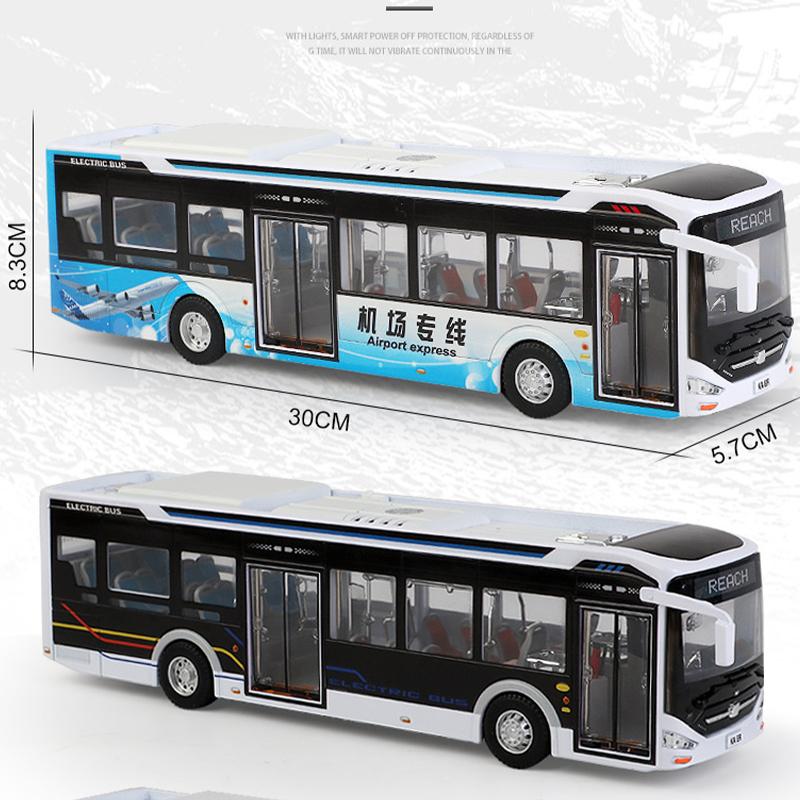 1: 42 Ka'er New Energy Bus Alloy Bus Model Public Transport Children Toy Sliding Sound and Light Toy Airport Bus Door Openable