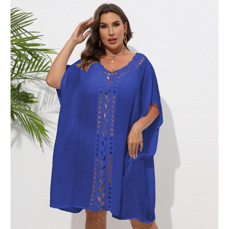 Women's Dress Large Size Women's Hand Hook Splicing Loose Beach Bikini Overcoat