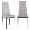 Gray Loft Velvet Tufted Chair with Black Legs for Dining Room Furnitex