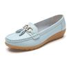 Spring Mother Shoes Single Shoes Hair Women Flat Bottom Women Doudou Flat Heel Leather Shoes Large Size Women'S Shoes