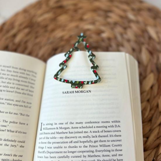 1/3Pcs Christmas Tree Bookmark with Card Tree Shape Acrylic Book Page Marker Clip Decoration Book Lovers Birthday Holiday Gift