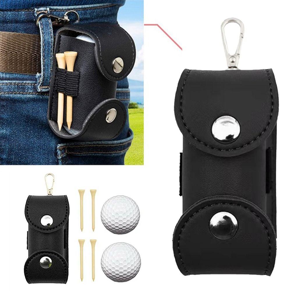 PU Leather Golf Ball Storage Pouch Small Waist Bag Portable Mini Ball Storage Bags  Golf Sports