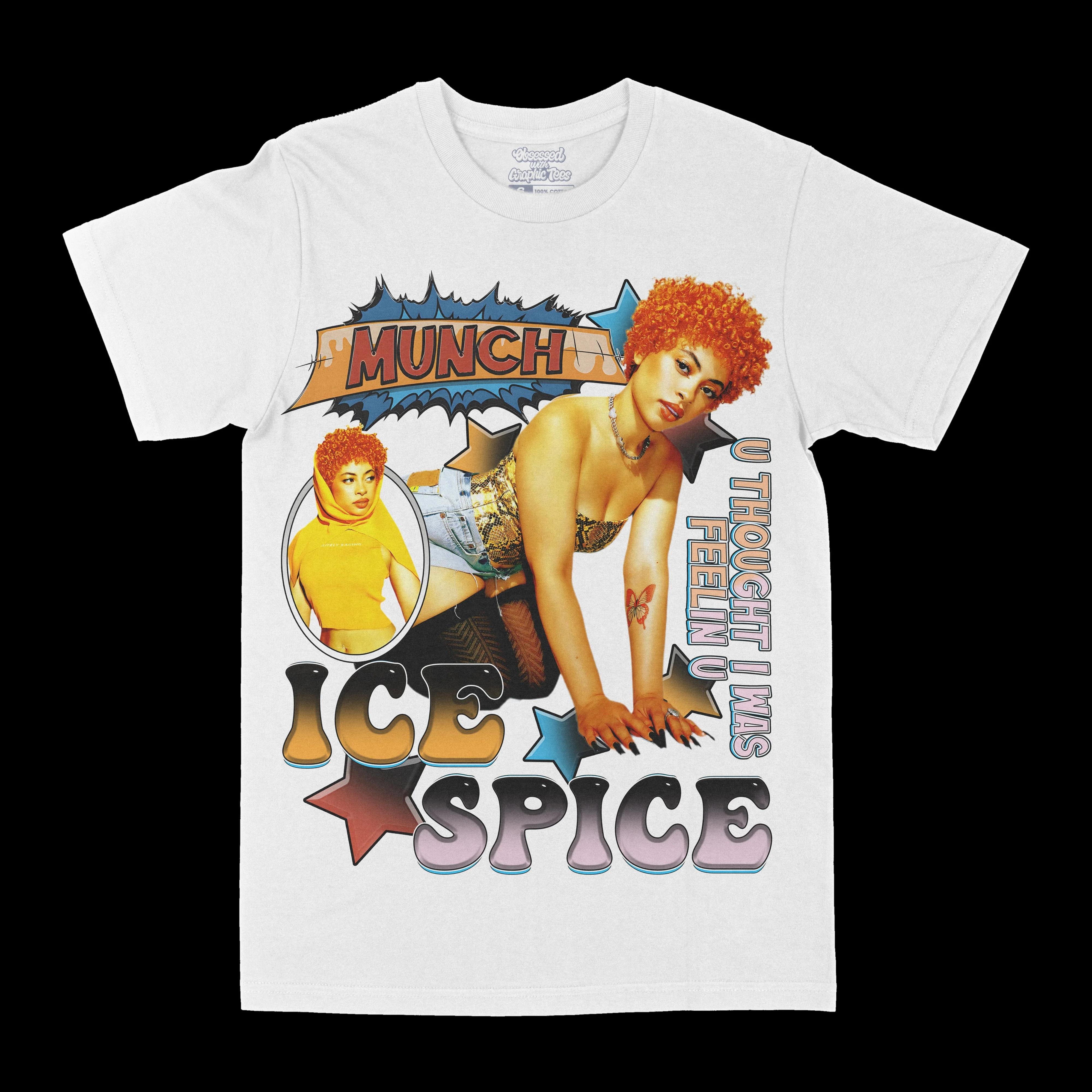 

Ice Spice Unisex Cotton TShirt Retro Streetwear Graphic Print White 4XL