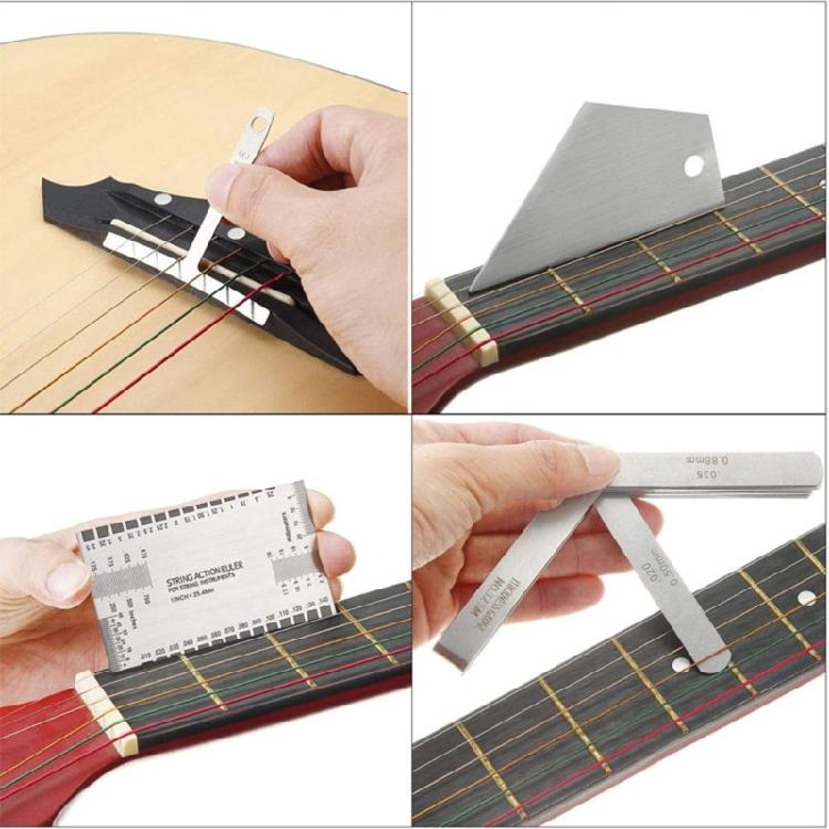 Gitarrensaiten-Abstandsmesser Gitarrenlineal Doppelseitiges Saitenabstandslineal Messwerkzeug für Gitarre Mandoline Banjos