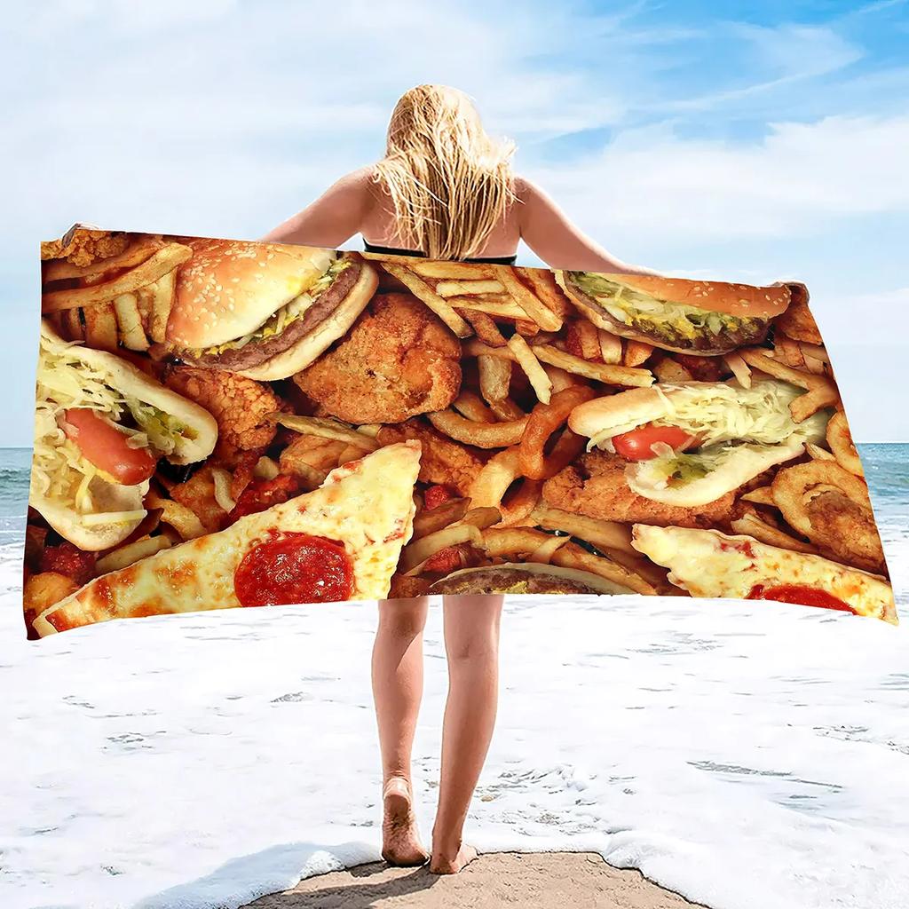 Beach Towel For Women, Girls, Kids, Men, Food Prints Bath Towels Pool Towel Super Soft Plush Towels For Man Women Beach Lovers