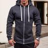Høst Vinter Herrejakke Hette med snøring med glidelås Lange ermer Ensfarget cardigan Elastiske mansjettlommer Midlengde hettegenserjakke