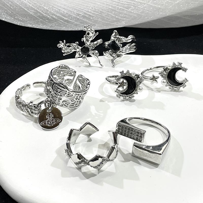 Nische Design Sense Dark Series Offener Ring Kalter Wind Mode Persönlichkeit High Sense Ring Frau