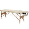 Portable Massage Bed, Folding Spa Beauty Massage Table with 2 Sections, Carry Bag and Wooden Frame, Cream