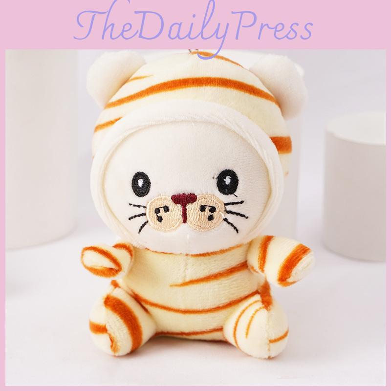 Cute Mini Plush Tiger Keychain Soft Pp Cotton Filled Animal Bag Accessory