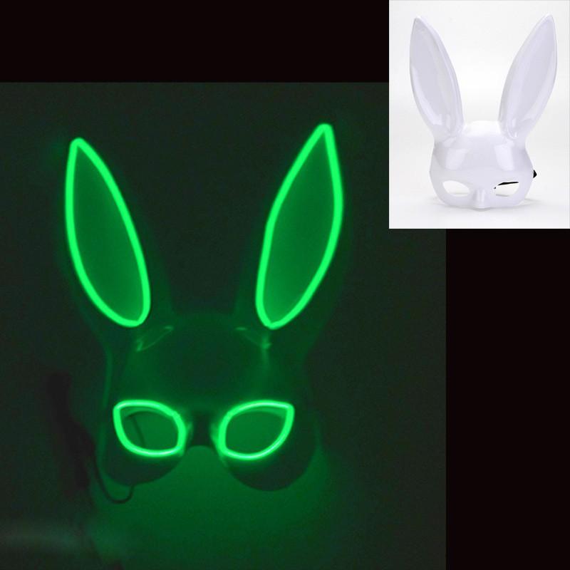 Glowing Half Face Mask Halloween Costume Party Club Rave Masquerade Bunny Girl