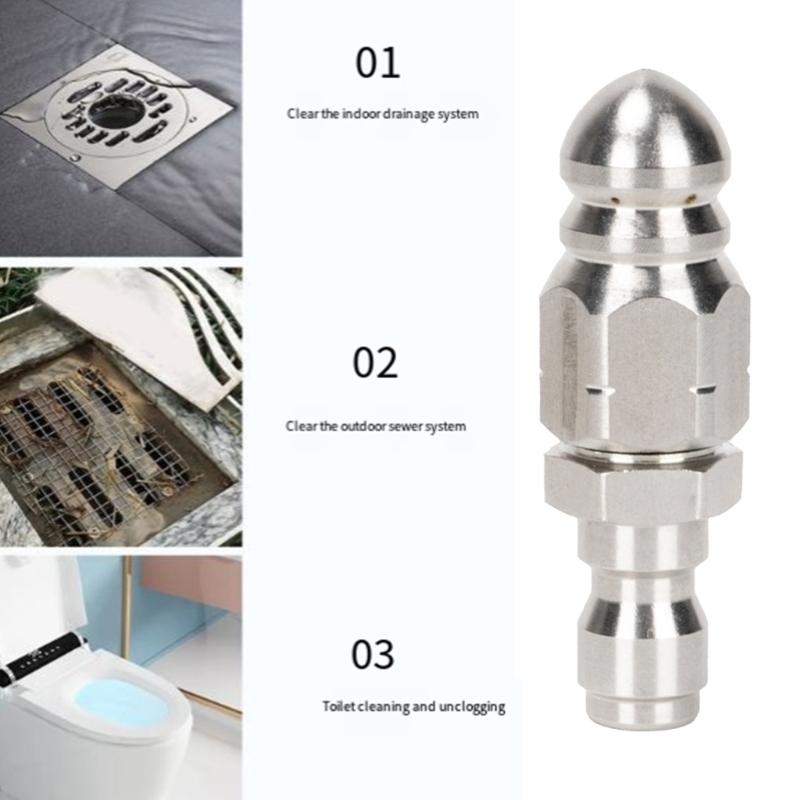 Steel 1/4 Inch Drain Cleaner Nozzle Heavy Duty Clog Removal Tool Unclogging Nozzles Easy To Use for Pipes & Sewer Lines