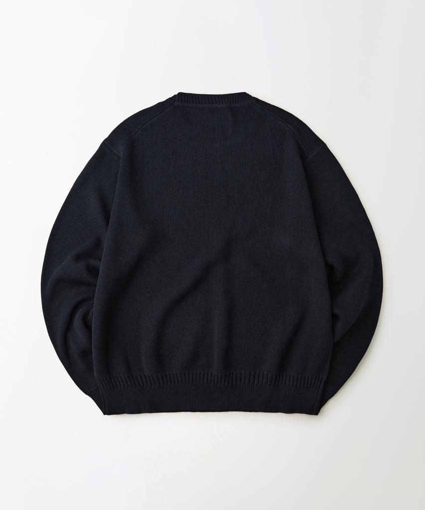 OUTSTANDING Linen Fisherman Crew Neck Knit_Navy