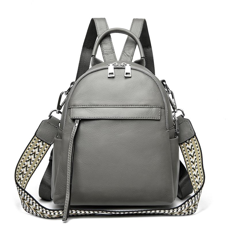 Designer Solid Color 100%Genuine Leather Women Backpack Luxury Lady Large Capacity Travel Backpack Girls Female Leather Knapsack