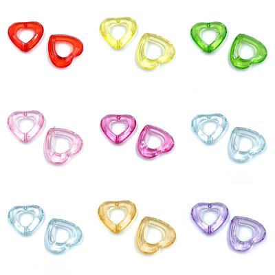 Home Partyzubehör Gefertigte DIY-Accessoires Acryl Hohlherz Perlen Lose Perlen Handgemachtes Zubehör Für Schmuckherstellung 10 Stück Bonbonfarbe