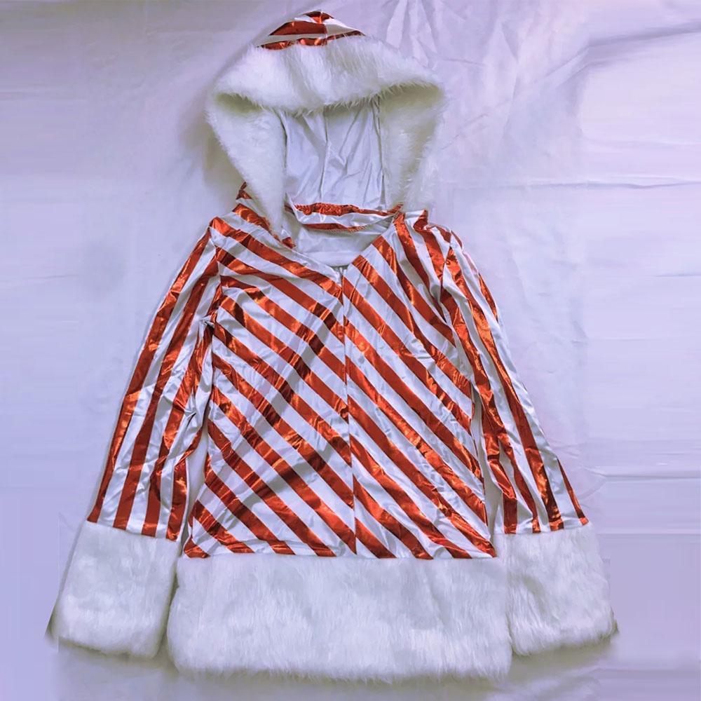 Snowman Strips Miss Claus Dress Hooded Long Sleeve Fancy Dress
