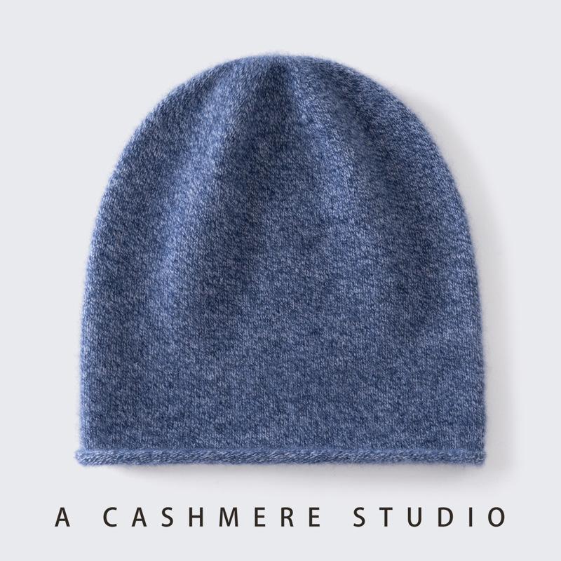 New% Pure Cashmere Hat Autumn and Winter Men's and Women's Pullover Ear Protection Knitted Headgear