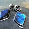 Luxury Oval Round Cross Earrings Silver Color Blue Stone Party Dangle Earrings for Women