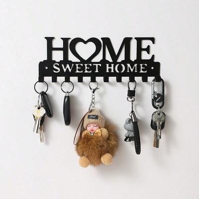 1pc Black Key Holder Wall Mounted Storage Rack,  Art Decorative Hook For Coats, Hats, Entrance Hallway