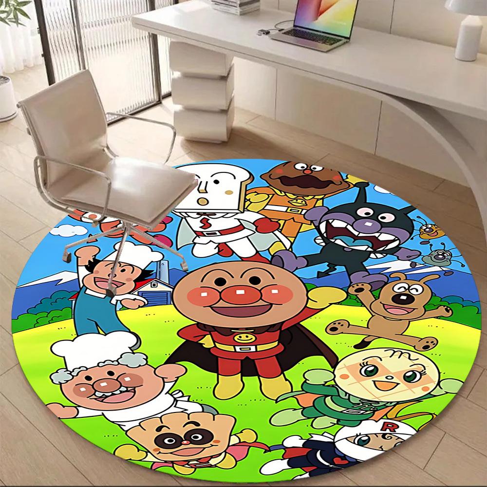 1PC Anpanman Office Round Area Rug Suitable For Office, Under Office Chairs Bedroom Living Room Home Decor, Room Deco T1224003