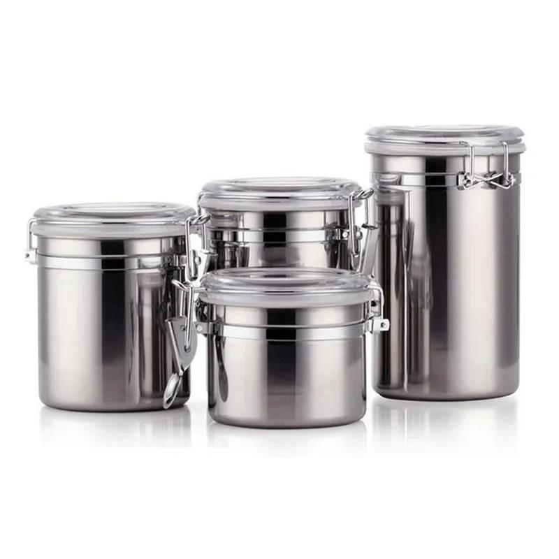 Kitchen Convenience Stainless Steel Storage Bottle Powder Sugar Container Airtight Can Holder Canister Food Storage Container