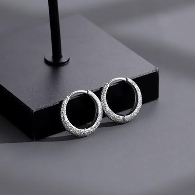 925 Sterling Copper 12MM-18MM Starry Sparkling Earrings Classic And Fashionable Suitable For Women And Men To Wear Zircon