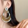 Rhinestone Vintage Long Earrings Hook Piercing Exaggerated Tassel Earrings  Girls Gift