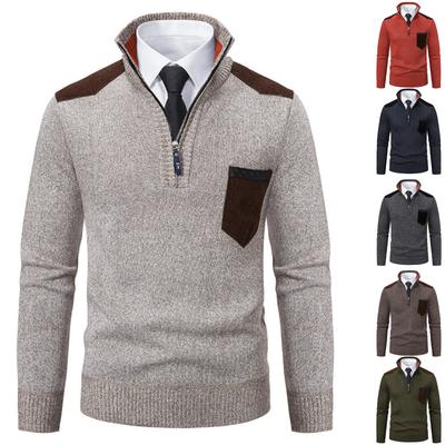 Pánska mikinaSvetre Pletený sveter Rebrovaný úplet Bežné topy Spájanie Pletené Farebný blok Stojací golier Móda