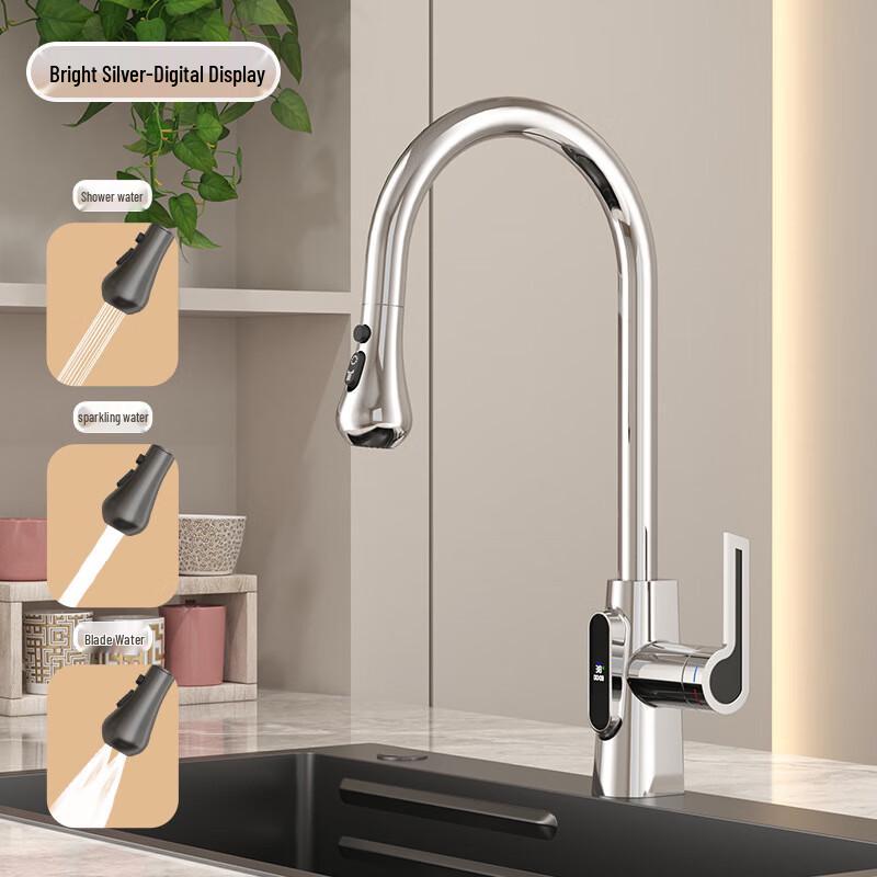 TLXT Digital Display Pull-Out Kitchen Faucet