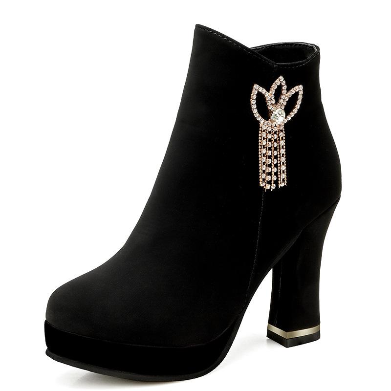 Maogu Sexy Fashion Women Rhinestone Thick Heeled Platform Short Boot Autumn Winter 2024 High-heeled Ankle Boots Botas De Mujer