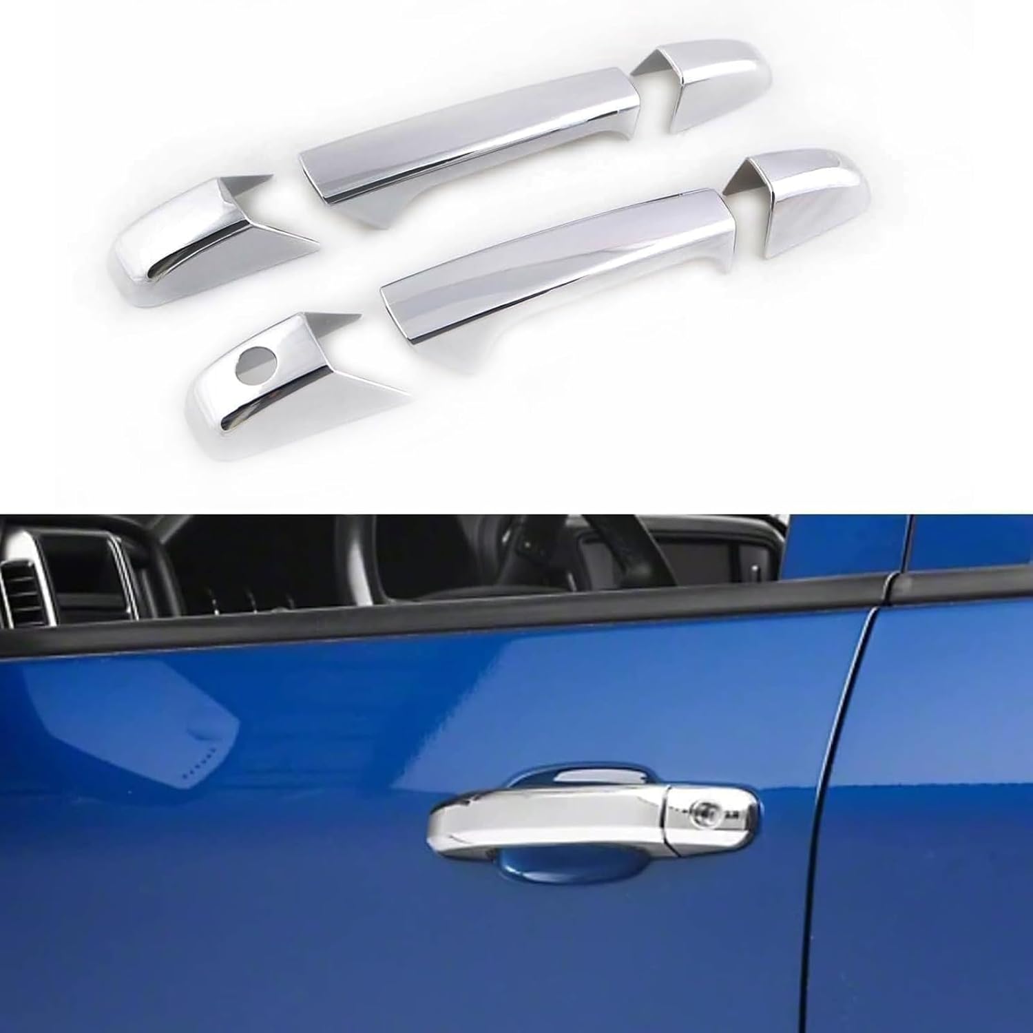 Chrome Door Handle Covers Trim Compatible with 2007-2013 Chevy Silverado GMC Sierra 1500 2500HD 3500HD