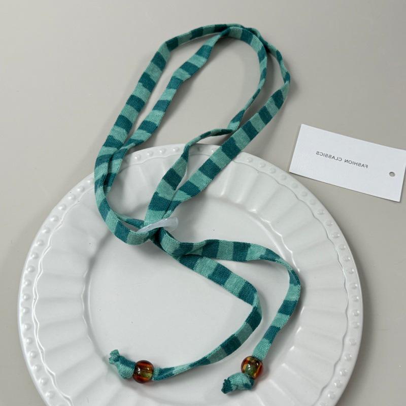 Retro Dopamine Stripe Clavicle Necklace: Unique, Trendy, Color Block Design for Women