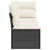 Vidaxl Garden Sofa With Cushions, 3-Seater, Black, Poly Rattan