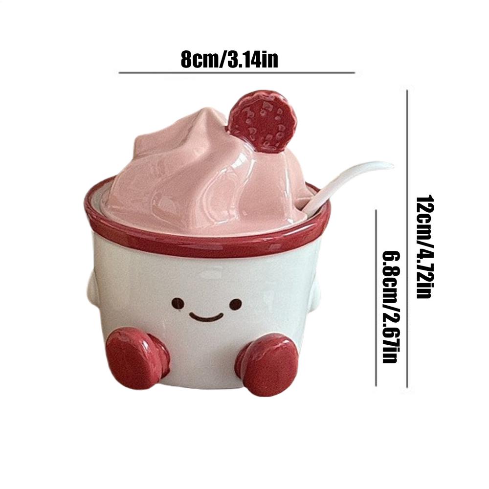 Cartoon Niedlicher Gewürzbehälter Kleiner Fuß Eiscreme Farbe Keramik Gewürzbehälter Salzstreuer Küchenutensilien Mit Deckel Und Löffel