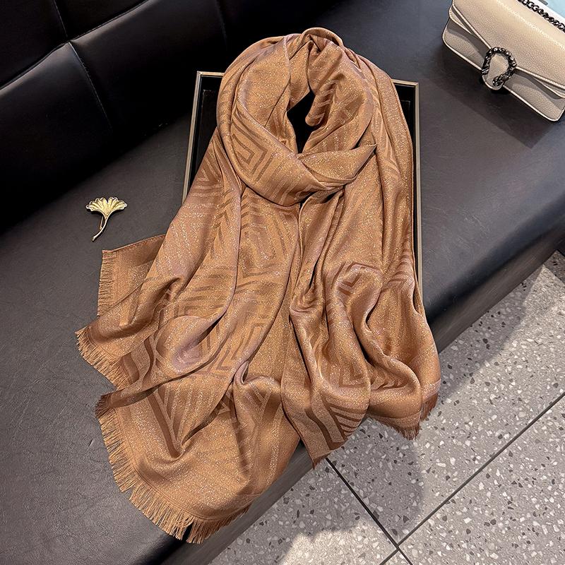 Ladies Elegant Print Hijab Cotton Long Scarf With Four Seasons Sun Protection Scarf Decoration Shawl Wrap Headscarf