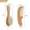 BTtime Baby Hair Newborn Comb Scalp Wooden Natural Goat Baby For Babies of Brush, Set, Massage, Handle, Wood, Hair, Anti-Static, Gift, Newborns,