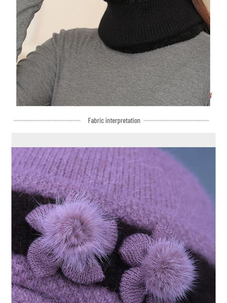 Thickened Rabbit Hair Knitted Wool Hat for Women – Versatile Fashionable Bucket Hat for Autumn and Winter