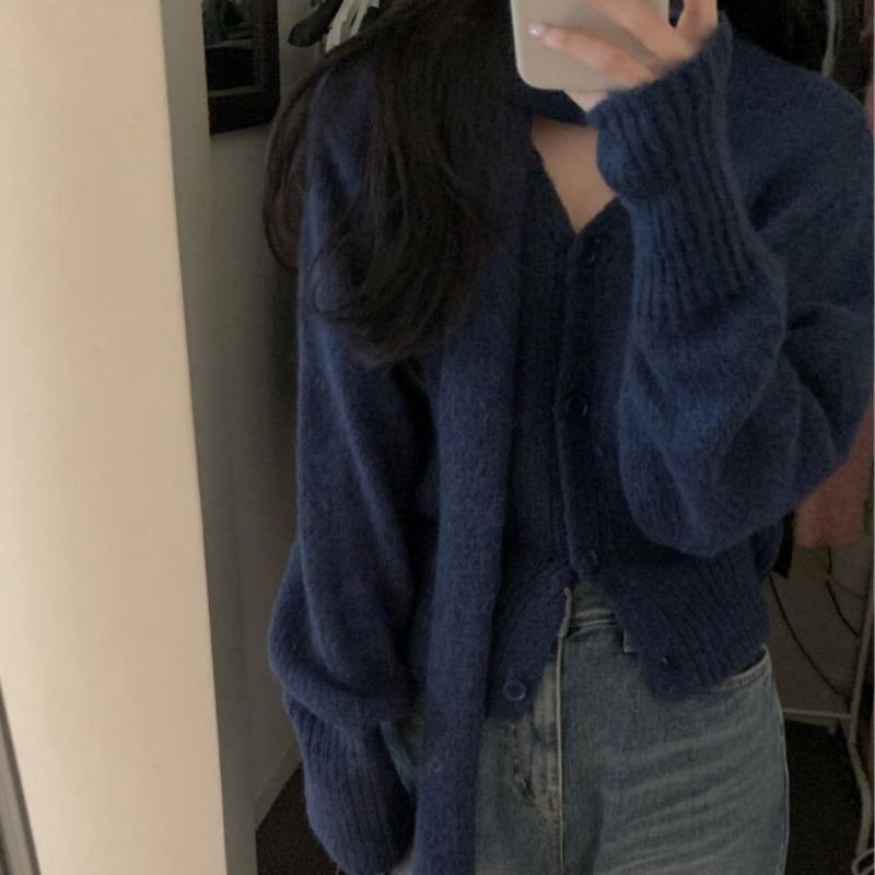 Elegantní Zimní Nové Retro Svetry s Dlouhým Rukávem a Výstřihem do V Dámská Móda Slim Fit Dlouhý Rukáv Dámské Svetrové Bundy Jednobarevné Ležérní Krátké Svetry 25530