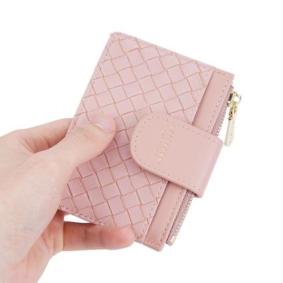 Kadın Moda Kısa Dokuma Cüzdan Pu Deri Kart Sahibinin Bayanlar Basit Çoklu kart Fermuarlı bozuk para cüzdanı