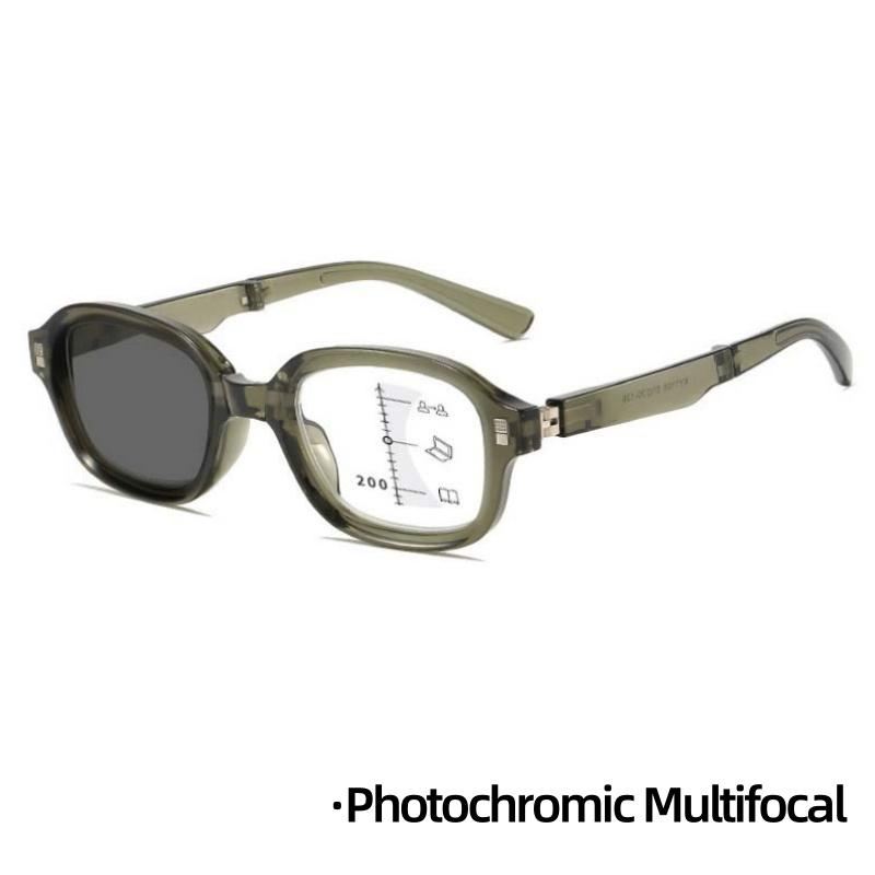 Portable Foldable Photochromic Reading Glasses Men Women Progressive Multifocal +1.0 To +4.0 Outdoor Presbyopia Glasses
