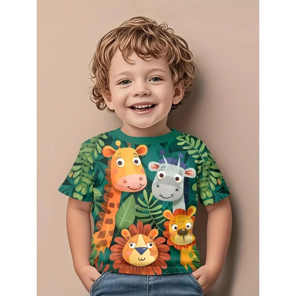 Funny Children's T-Shirts Dinosaur Pattern 3D Print Casual Cartoon Short Sleeved T-Shirts Outdoors Cute T-Shirts for Children