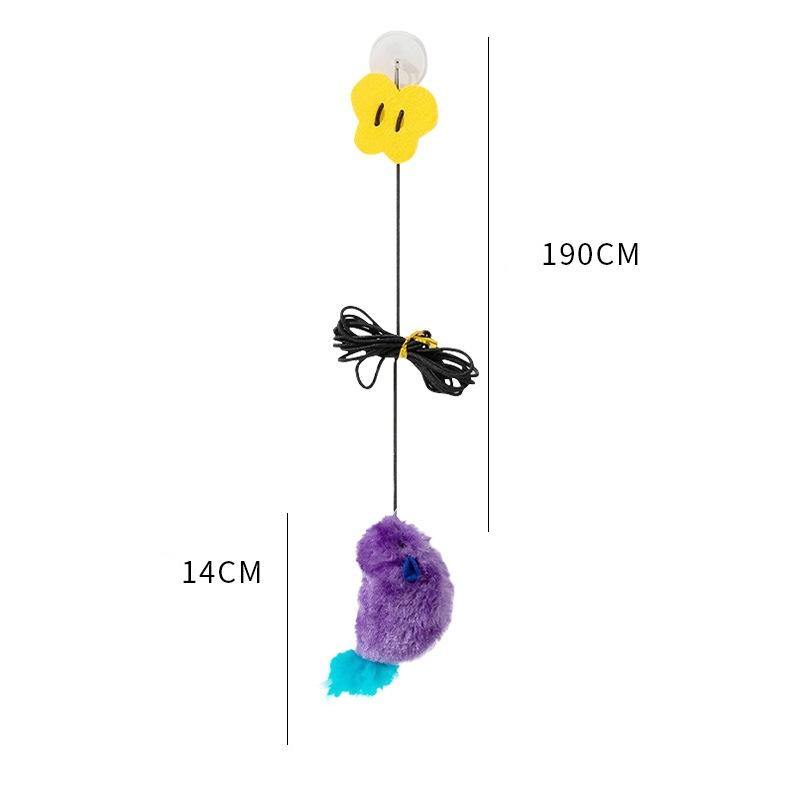 Self-entertaining cat toy simulated hanging mouse tease stick with feathers small cat mouse toy cat supplies