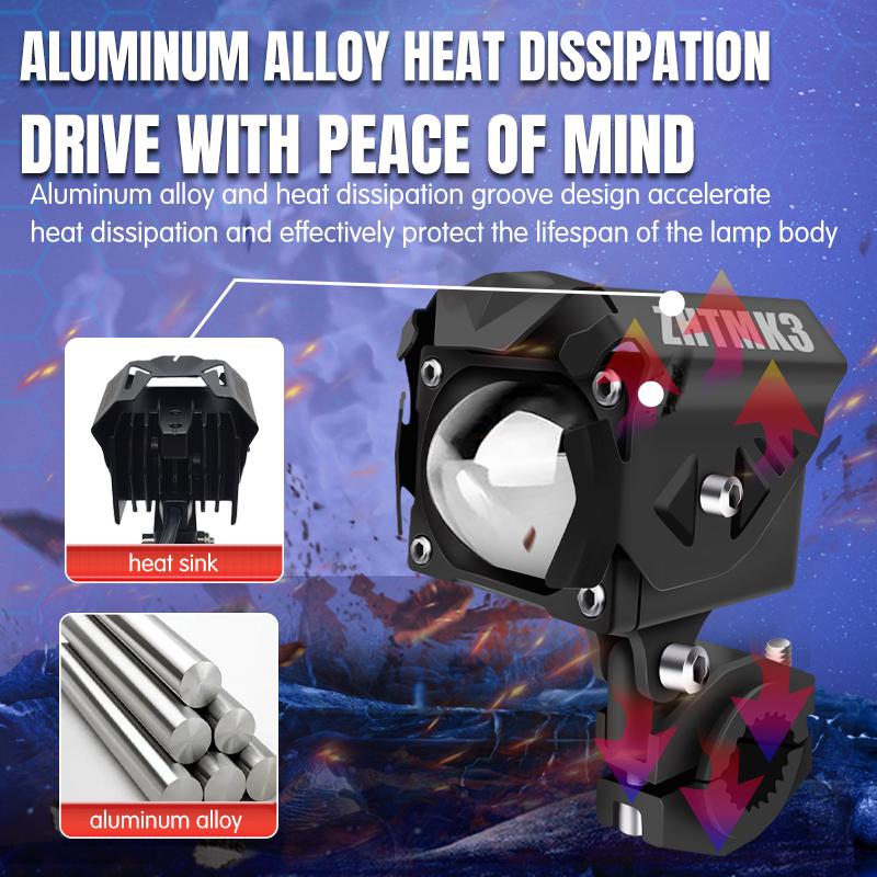 Motorcycle Spotlight Fog Light Low High Beam Headligh With Red DRL Auxiliary Flash Lamp For Off Road Driving Light  ATV UTV Truck With Wiring Harness