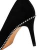 Fashion 2025 New Summer Fashion Women 8cm Or 10.5cm Thin High Heels Pumps Metal Black Pumps Studded Flock Pumps Ladies Valentine Shoes