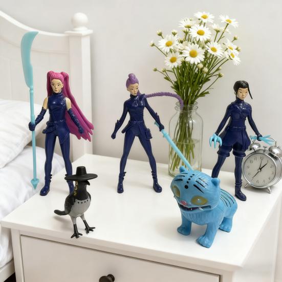 5/6/8Pcs Kpop Hunter Figure Cake Topper Animated Movie Inspired Cartoon Character Figurine Statue Collectible Model Home Office Desktop Decoration