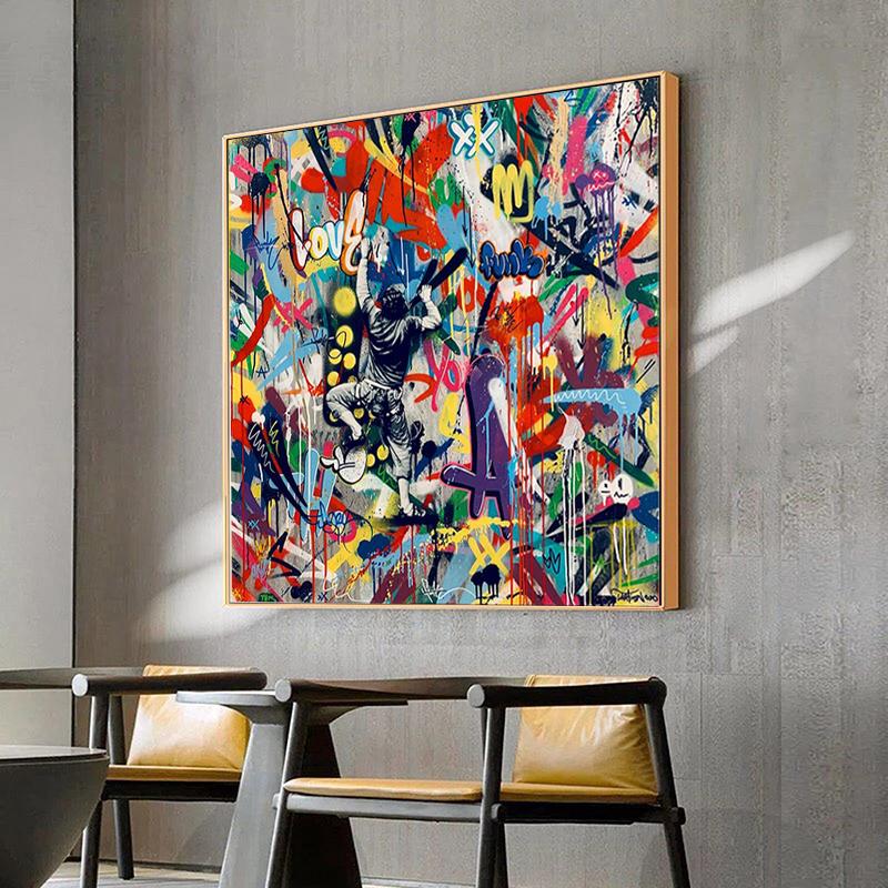 Martin Whatson Graffiti Artwork Canvas Painting Modern Pop Art Posters and Prints Wall Pictures for Home Living Room Cuadros