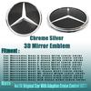 For Benz C-CW205 Silver Border 3D Mirror Emblem For Mercedes Benz A W176 B W246 C W205 Class Matte Black OE Style Front Grille Star Emblem Logo